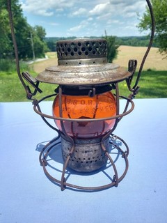 B&O RR Railroad Vintage Handlan Railway Lantern Amber Orange Globe!