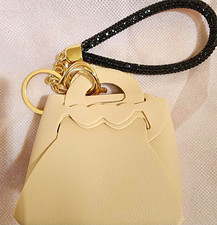 Mini Handbag Purse Bag Charm Key Chain Key Ring Faux Leather Rhinestone Strap