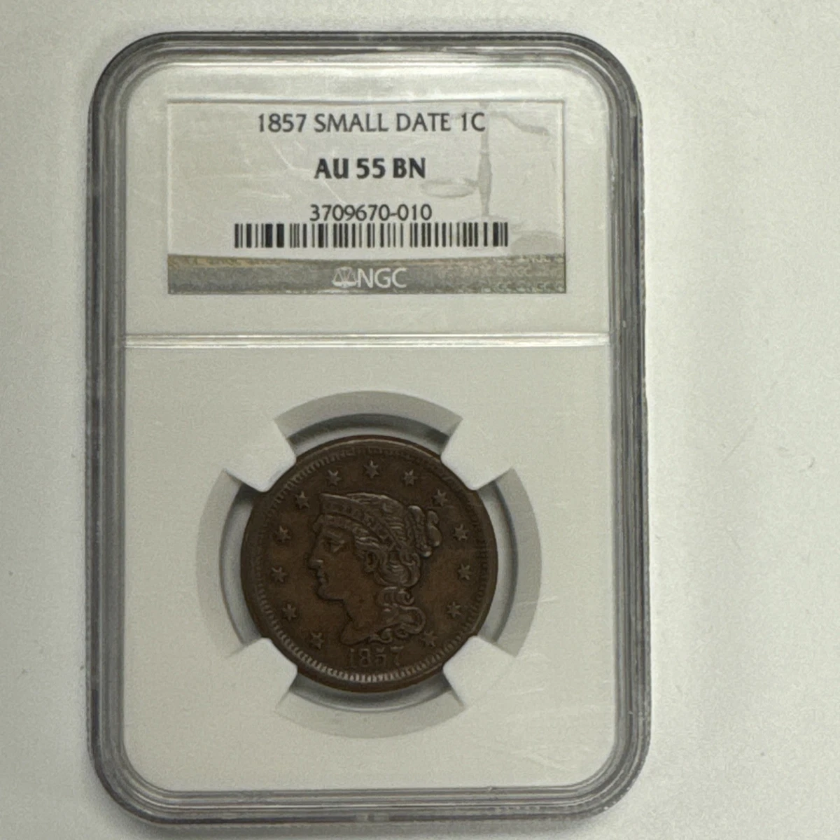 Circulated 1857 Year Braided Hair Large Cents (1839-1857) for sale