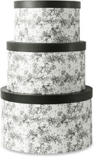 Floral Round Hat Boxes Set of 3 - Stylish Storage with Lids for Organizing