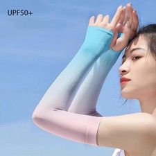 Gradient Ice Silk Arm Sleeves Breathable Men Women Cycling Summer Travel Arm Cov