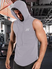 Men's Sleeveless Shirt Hoodie Muscle Shirts Tank Top Quick Dry Sports Workout
