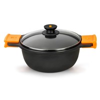 Bra Efficient | Hoher Kochtopf Mit Glasdeckel Und Abnehmbaren Silikongriffen, 36