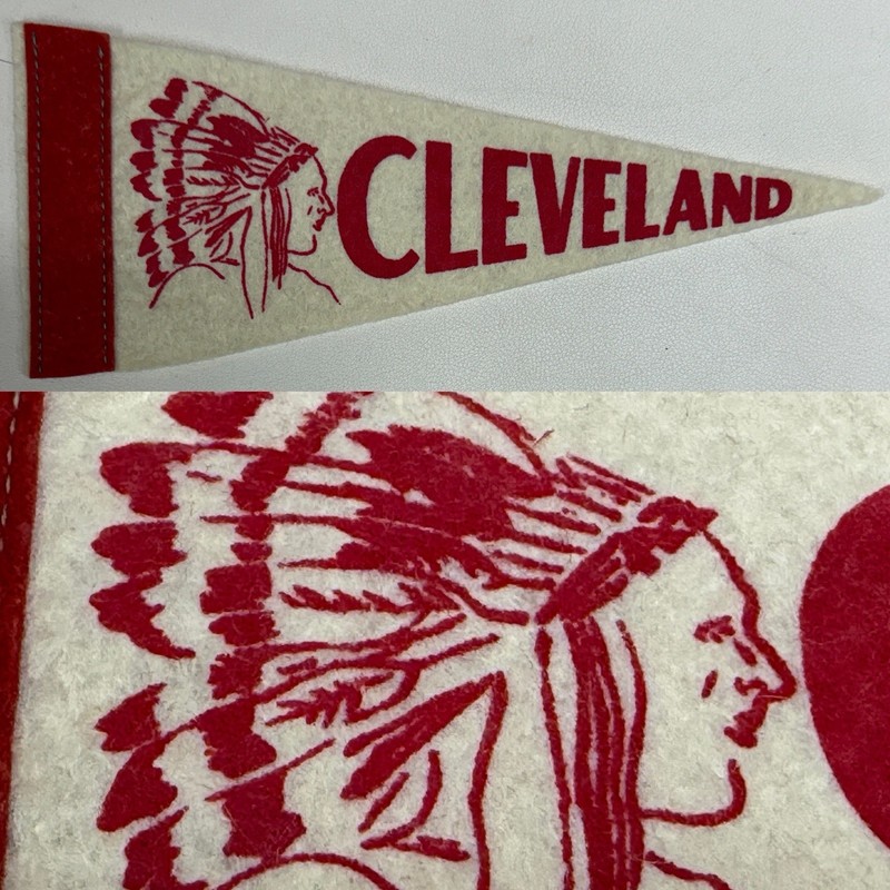 1950s Vintage Cleveland Indians Ohio Mini Pennant 3.5x9 Inch Baseball Wahoo