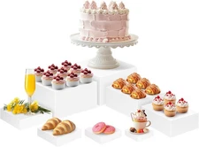 8 PCS White Risers for Display for Food, Large Buffet Risers and Stands for Food