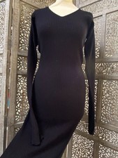 Robe longue 42 maille viscose noir ASOS minimaliste chic