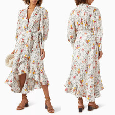 Zimmermann Dress Size 2 (12 AU/UK (US 8)) Elka Vine Linen Floral Wrap Midi Event