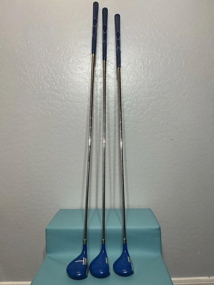 Metal 1, 3, 5 Wood Golf Club Blue Ladies Set Right Handed Used Vtg - Image 2 of 4