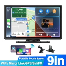 9"Portable Touch Screen Car Stereo Radio Wireless Apple Carplay/Android Auto GPS