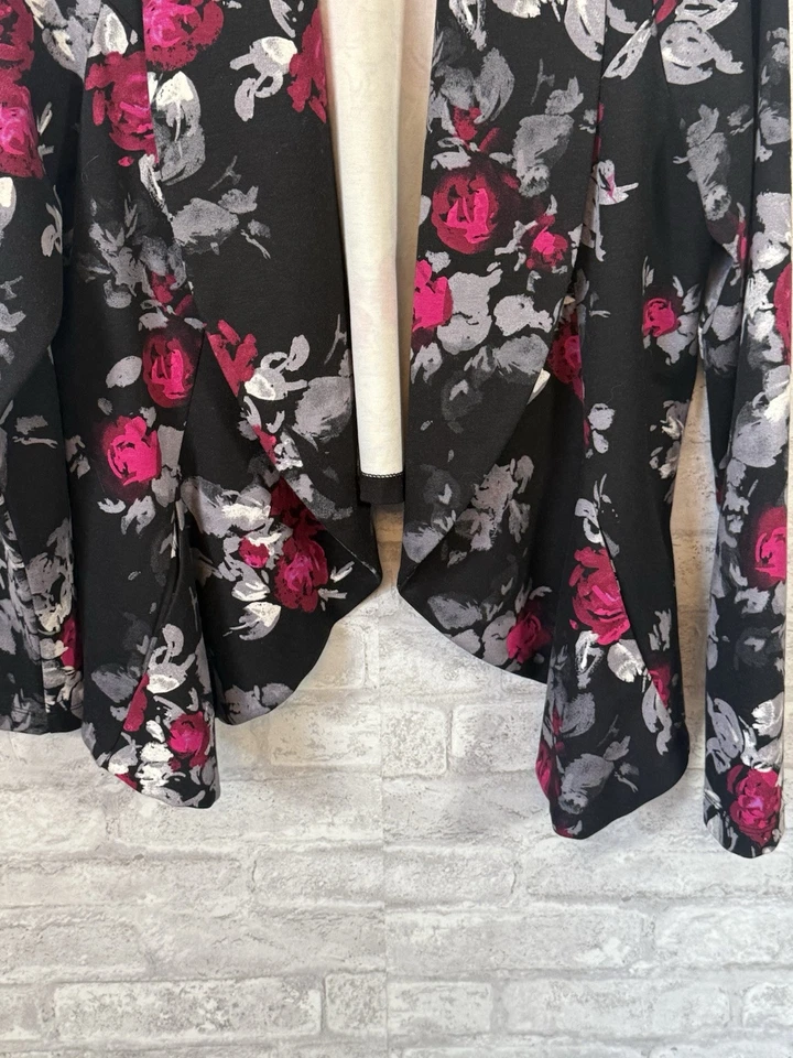 Torrid Jacket Floral Front Blazer Stretch Black Pink Gray Nylon Heavy Size 0 - Image 2 of 4