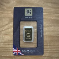 1/10 Oz (3.11g) Gold Bar 999.9 Fine Gold Baird and Co Sealed 3973.60 per troy oz