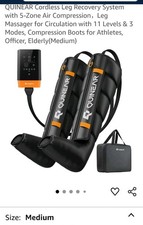 QUINEAR Cordless Leg Recovery System w/ 5-Zone Air Compression Leg Massager M