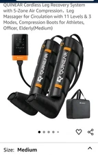QUINEAR Cordless Leg Recovery System w/ 5-Zone Air Compression，Leg Massager (M)