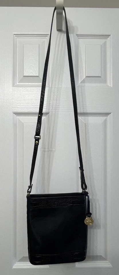 Brahmin 黑色托斯卡纳皮革/墨尔本小号斜挎包桶单肩包复古 — 第 2/4 张图片