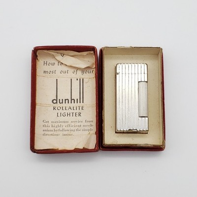 Vintage Dunhill Rollalite Silver Plated Petrol Lighter England Post 1930s