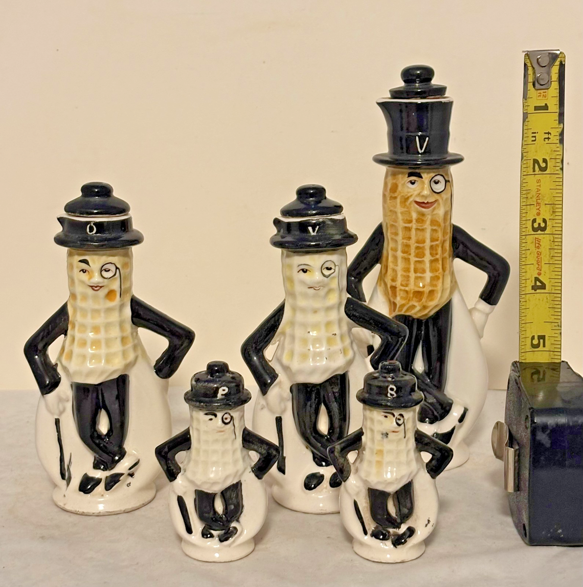 RARE SMALL SIZE CERAMIC PLANTERS MR. PEANUT OIL AND VINEGAR SALT