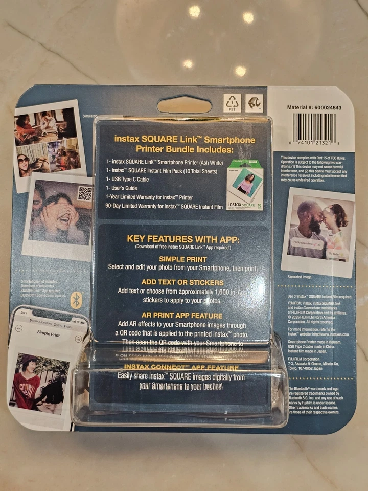 Instax Fujifilm Square Link Smartphone Printer Bundle 600024643 - Image 2 of 2