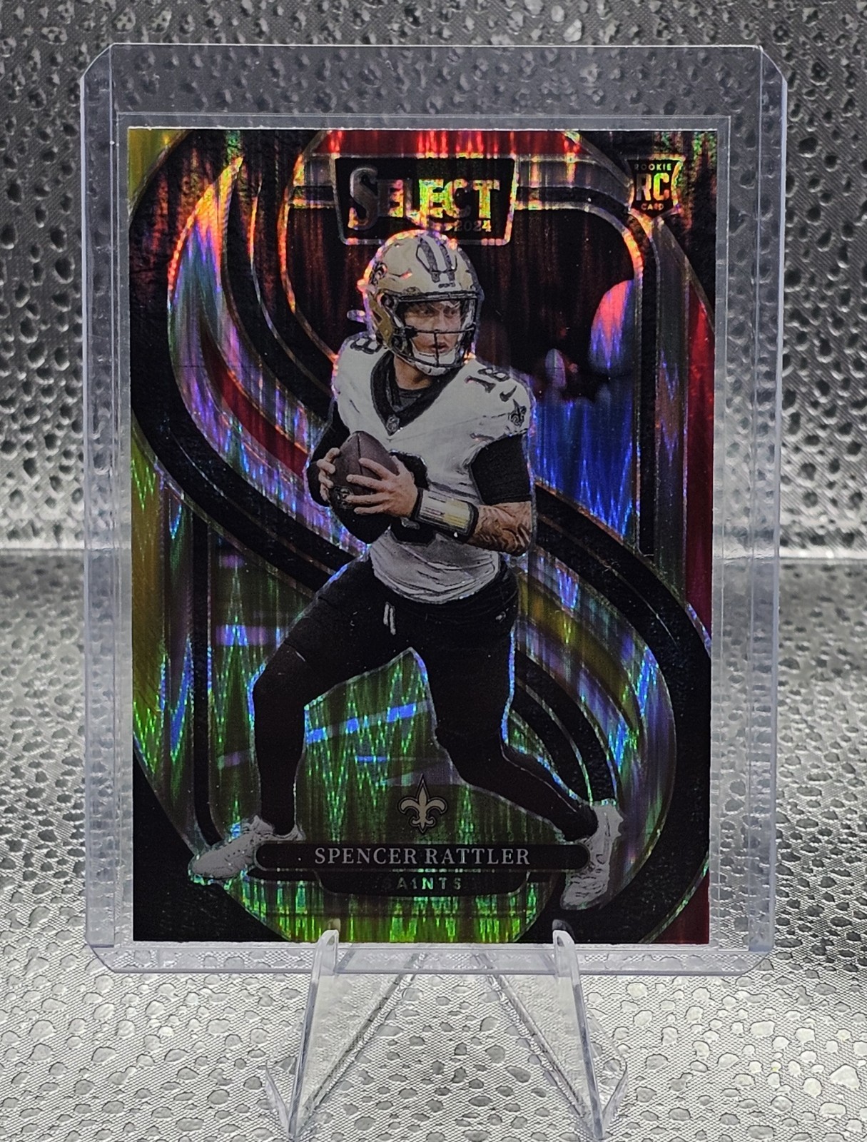 2024 Panini Select Premier Level Spencer Rattler #130 Red & Yellow Shock Prizm