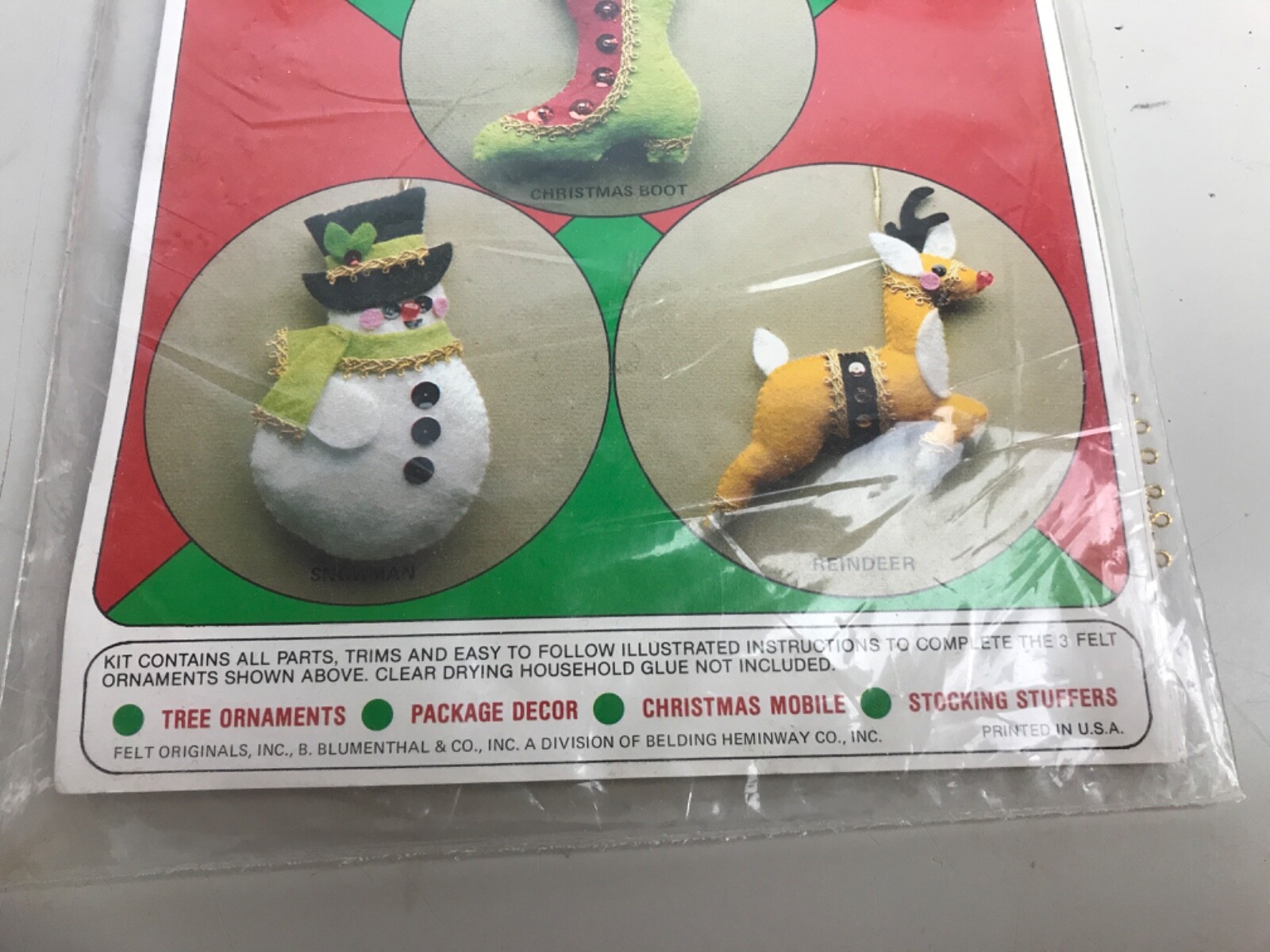 Vintage felt Christmas ornaments kit new in pack sequins decorations eBay