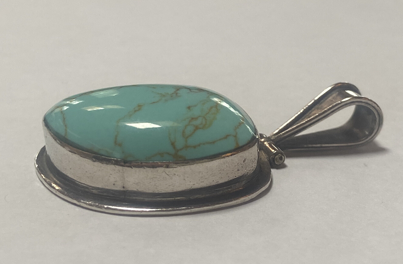 Stunning Turquoise And Sterling Silver Pendant - image 6