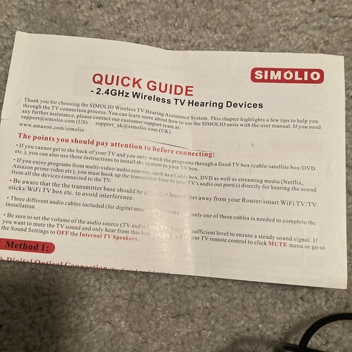 SIMOLIO Wireless TV Speakers for Hard of Hearing, Seniors and Elderly 621D Used - Picture 11 of 14