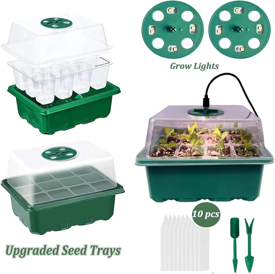 Electric Seed Tray Propagator Unit with Lights and Lids for Seed Germination - Image 4 of 4