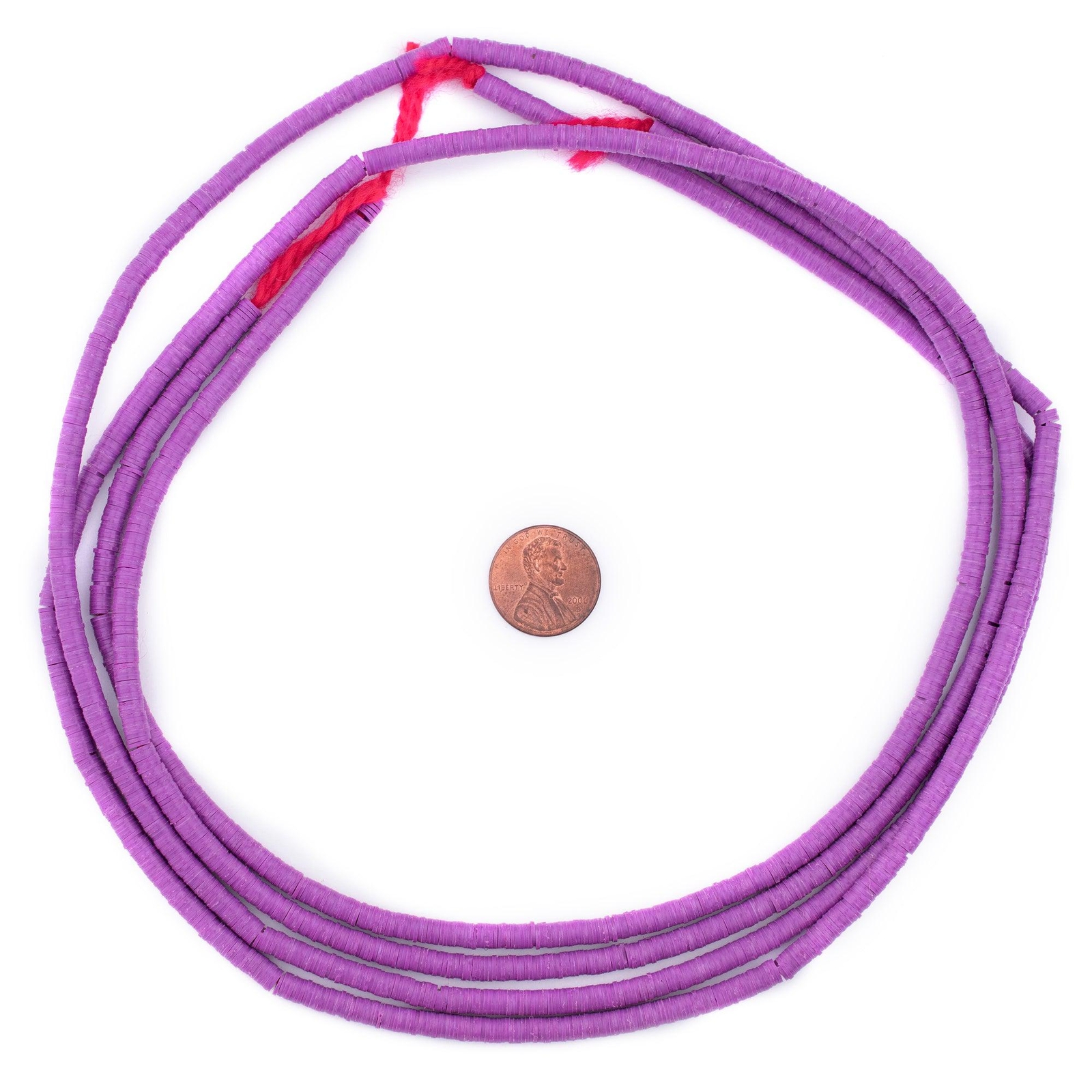 Dark Magenta Vinyl Phono Record Beads 4mm Ghana African Purple Heishi