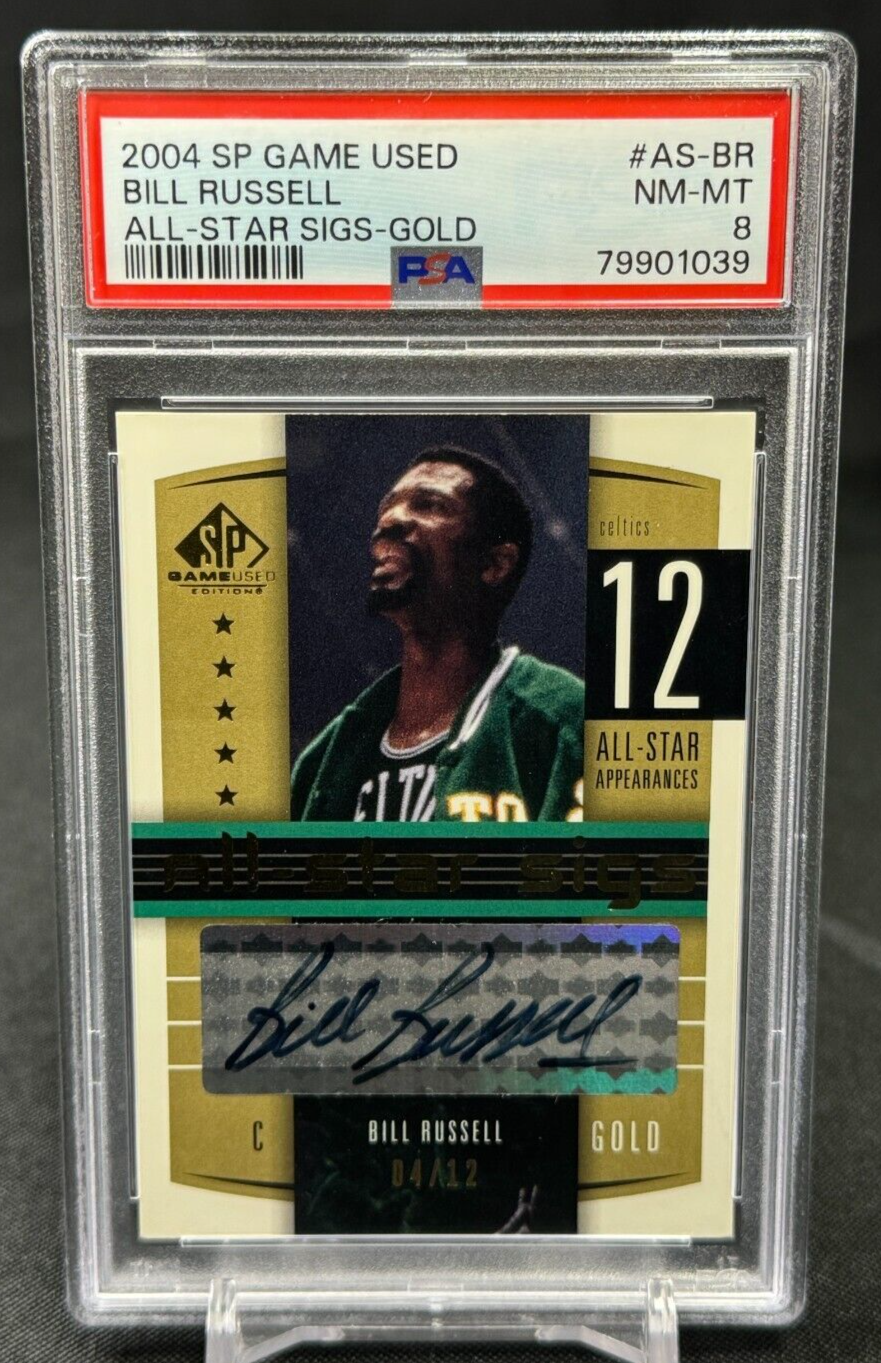 Bill Russell Autographed Signed 2004 SP Game Used All-Star Sigs-Gold #/12 PSA 8 NM-MINT 
