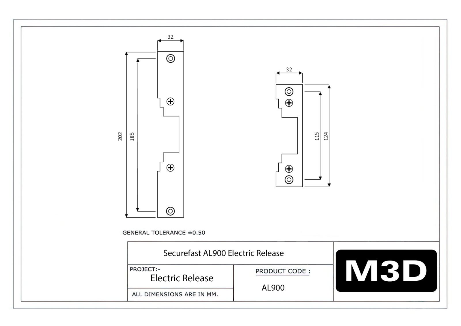 M3D Carpentry Latch Jig - Securefast AL900 Electric Release - 35/44 mm ...