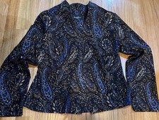 Requirements Brown And Blue Purple Paisley Full Front Zip Light Jacket Size M