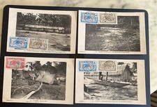 Congo Français 4 CPA 1913 Village Bakota,rivière Sembe, Sous la Tente,Pirogue
