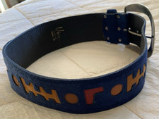 VERA NEUMANN NAVY SUEDE BELT WITH CUTOUTS. BOHO HIPPIE  Women's Medium. 1970s 