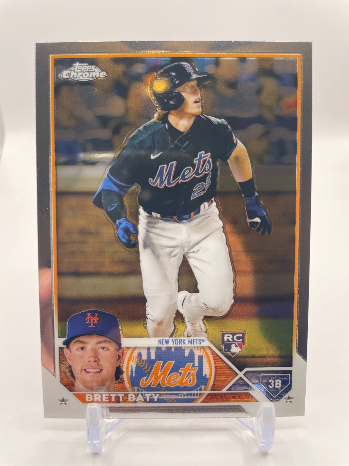 2023 Topps Chrome Baseball #204 Brett Baty Refractor, Rookie, New York Mets