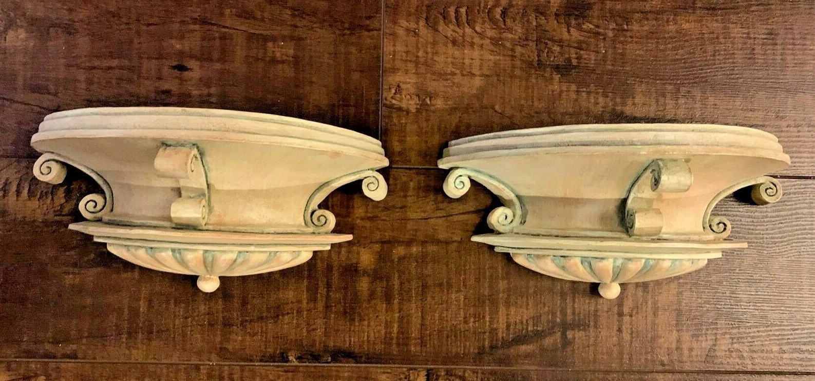 2 beautiful Wall Sconce Shelves, Pastel wash colors, Distressed