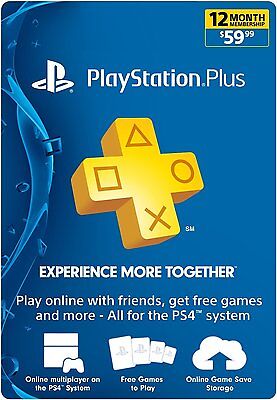 Sony PlayStation PLUS 1 YEAR (12 Month)Gamecard PSN PS3 PS4 VITA*NEW*  799366036944 