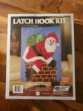 VTG National Yarn Crafts Latch Hook Kit XR88 Down The Chimney SANTA USA 18x24