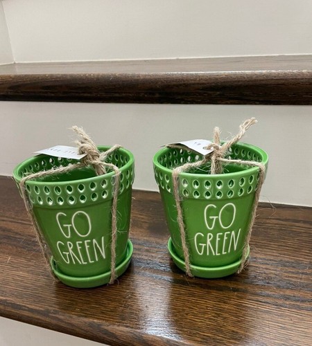 RAE DUNN NEU "GO GREEN" PFLANZGEFÄSSE 2