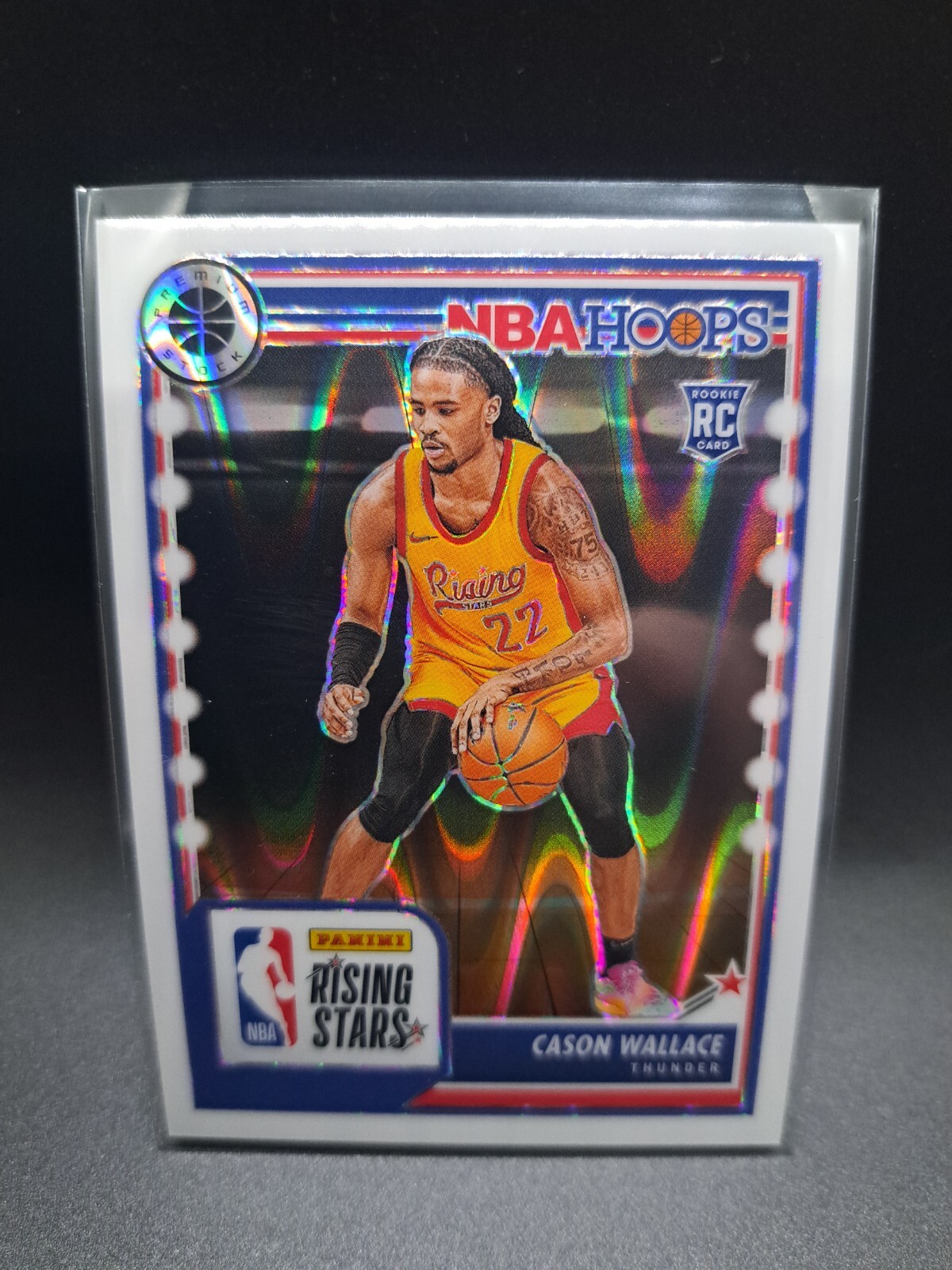2023-24 Hoops Premium Stock Cason Wallace RC Rising Stars White Seismic /75 #281