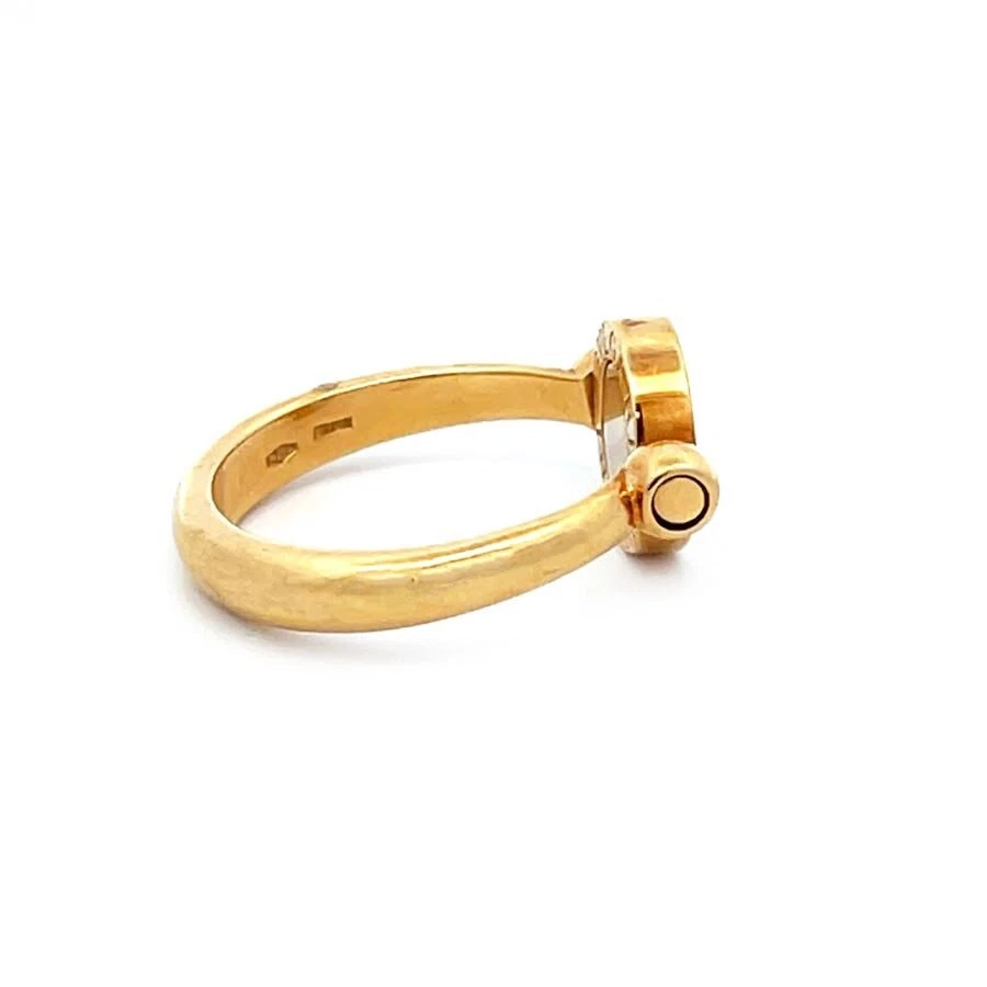 Anillo Bulgari Diamante Abatible Oro Amarillo 18k Grabado Círculo Talla 6.5 Foto 4 de 4