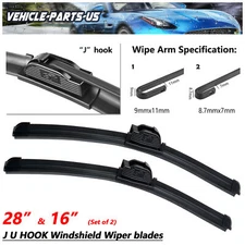 Erasior 28"+16" Windshield Wiper Blades J HOOK Fit For Nissan Aitima 2018-2013