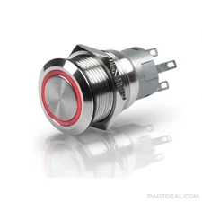 IBRSSR19 INSTALL BAY / 19MM Stainless Round Switch W/Latch & Harness - Red LED