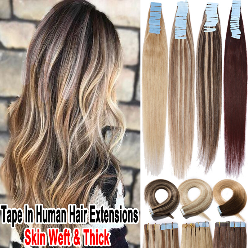 Extensions Cheveux Humains Remy Ruban Skin Trame - Lot 20-60 Pièces - Longueurs 12-24 Pouces