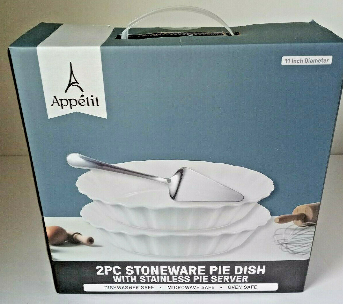 Appetit Stoneware 2 pc Pie Dish Set With Stainless Pie Server (New) | eBay