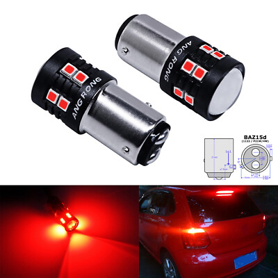 2 Stk BAZ15d P 21/4W 15 SMDs Rot Glühbirnen für Rücklicht Bremsleuchte 12V-14V