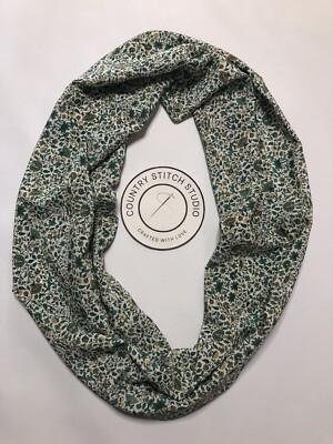 Infinity Double Loop Scarf Liberty Torrington 100% Silk   Imran  Handmade Green
