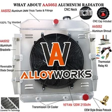 4 Row Radiator Shroud Fan For 1955-1959 Chevy GMC Truck Pickup / Suburban Apache