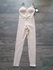 NWT Lovesoft XS Nude Yoga Bodysuit Stappy Back Padded Bra