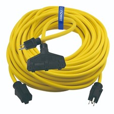 CP 100 ft 12/3 SJTW Heavy Duty Extension Cord & 2 ft 3-Outlet Adapter, CPCO90003