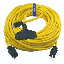 CP 100 ft 12/3 SJTW Heavy Duty Extension Cord & 2 ft 3-Outlet Adapter, CPCO90003
