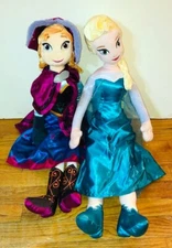 Lot of 2 Elsa Anna Frozen Disney Plush Dolls Jay Franco & Sons Inc 25" Princess